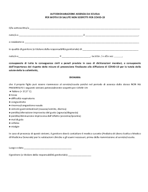 Italian School Health Absence Declaration