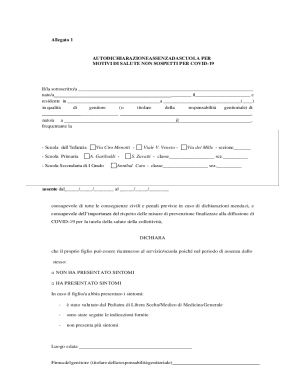 Italy School Absence Health Declaration Form