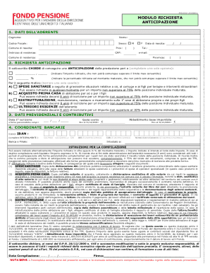 Pension Fund Anticipation Request Form