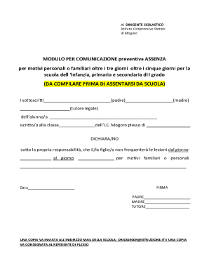 School Absence Communication Form