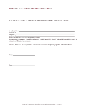 Italy Re-Admission Autodichiarazione Form