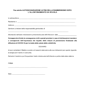 Italy School Re-admission Self-declaration