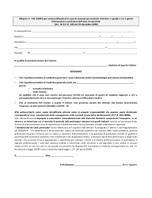 Italian School Absence Self-Certification Form