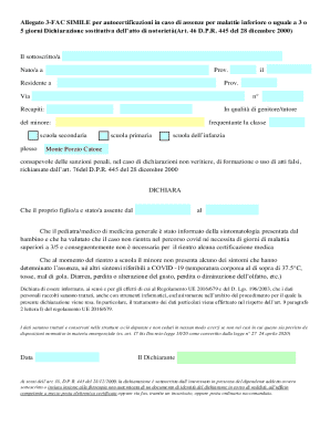 Italy School Absence Self-Certification Form