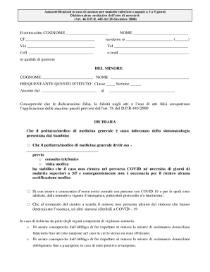 Italian School Absence Self-Certification Form