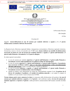 Italian School Absence Declaration Form