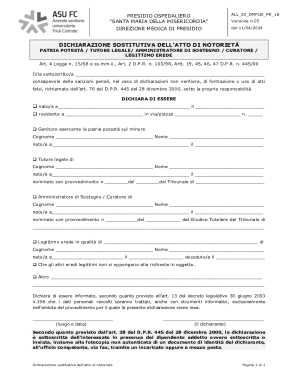 Italian Declaration of Substitution of Notoriety Form