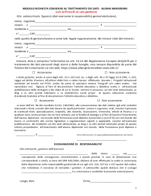 Minor Student Data Processing Consent Form