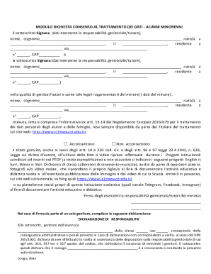 Consent Form for Minors' Data Processing