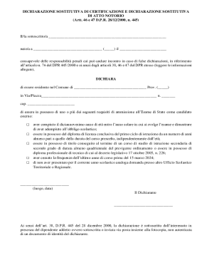 Italian Declaration of Substitution of Certification