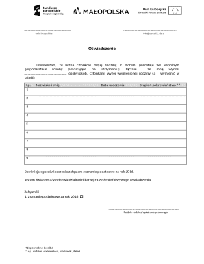 Family Member Declaration Form