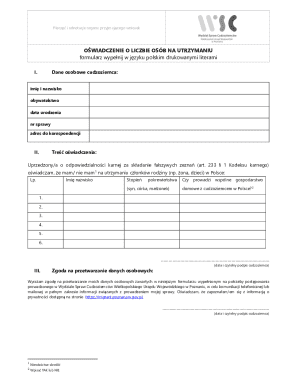 Oświadczenie o Liczbie Osób na Utrzymaniu