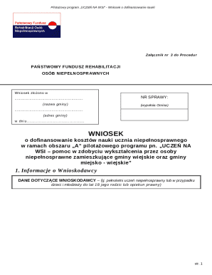 Pilotażowy Program "UCZEŃ NA WSI" - Wniosek o Dofinansowanie Nauki
