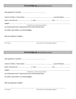 German School Absence Excuse Note