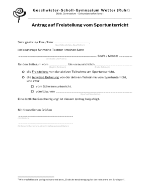 German School Sports Exemption Request