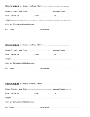 School Absence Excuse Note