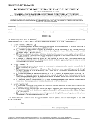 Italian Fire Safety Instructor Declaration