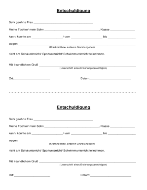 German School Excuse Note