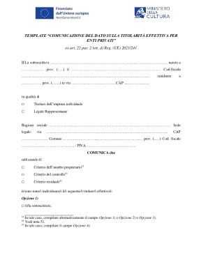 EU Beneficial Ownership Communication Form