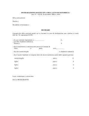 Italian Marriage Declaration Form