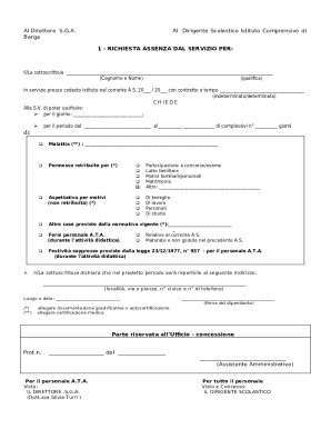 Italian School Absence Request Form