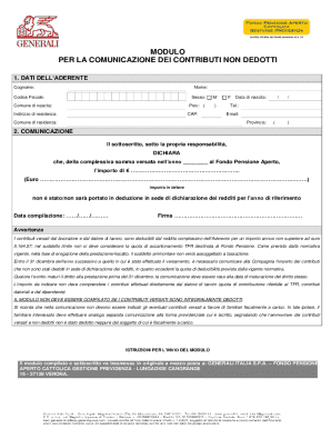 Italian Non-Deductible Contribution Form