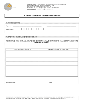 Mediafond Error Reporting Form