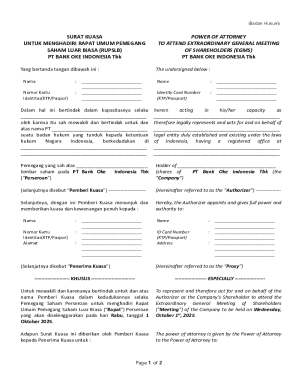 Power of Attorney for Extraordinary General Meeting