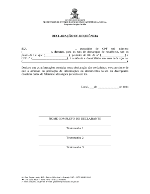 Sergipe Residence Declaration Form