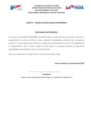 Brazil Residence Declaration Form