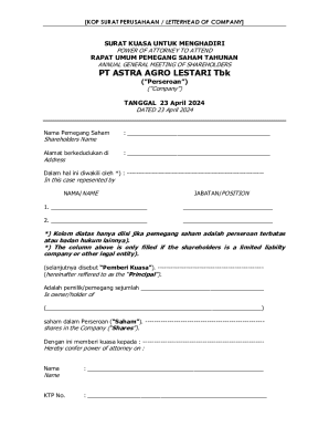 Power of Attorney for Annual General Meeting of Shareholders