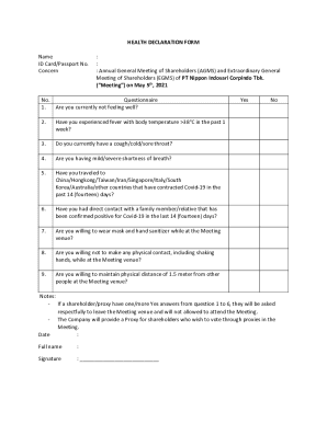 Health Declaration Form