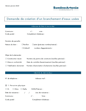 Demande de création d’un branchement d’eaux usées