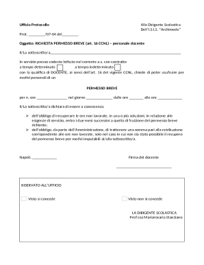 Italy Short Leave Request Form