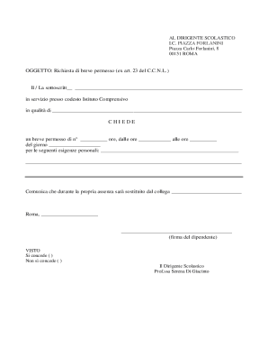 Request for Short Leave