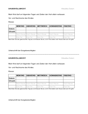 Child Pickup Permission Form