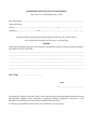 Italian Declaration of Substitution of Notoriety
