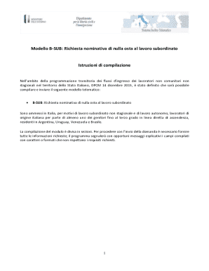 Italian Work Permit Application Form B-SUB