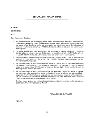 Chile Municipal Job Application Form