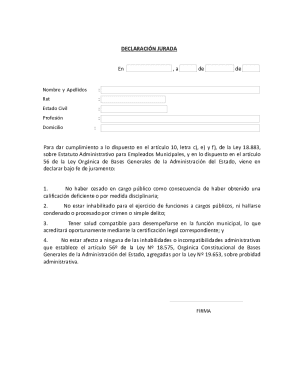 Chile Municipal Employee Affidavit