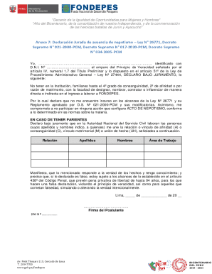 Declaración Jurada de Ausencia de Nepotismo