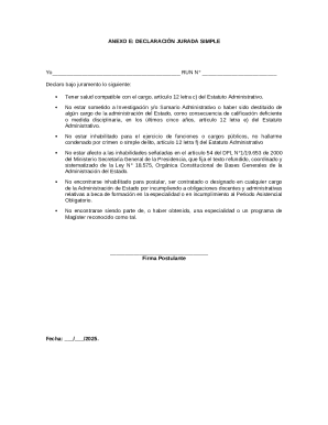 Chilean Affidavit for Public Office