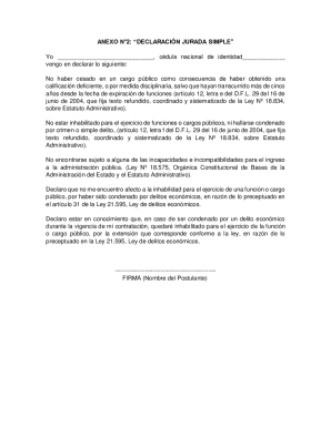 Chile Declaration Jurada Simple