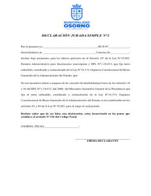 Chile Simple Affidavit Form 2