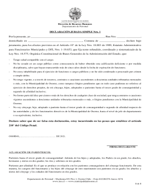 Chile Municipal Employee Affidavit Form