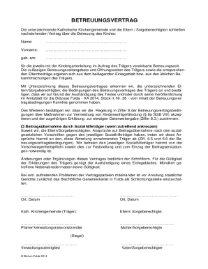 German Childcare Agreement Form