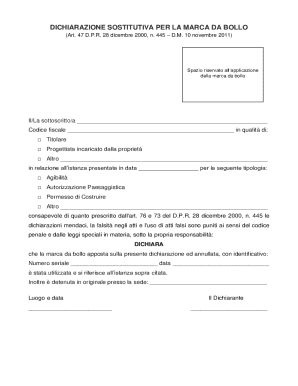 Italian Stamp Duty Declaration Form