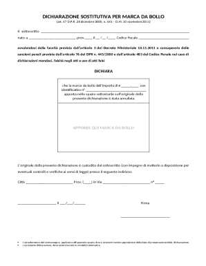 Italian Stamp Duty Declaration Form