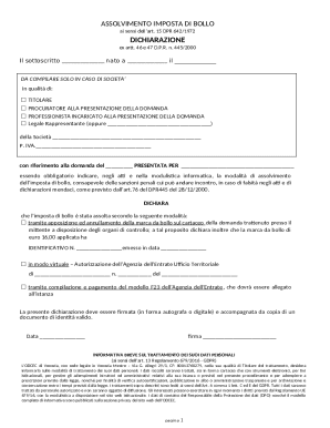 Italian Stamp Duty Declaration Form