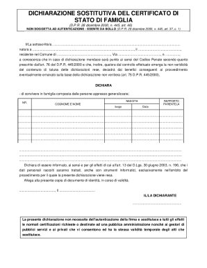 Italian Family Status Declaration Form